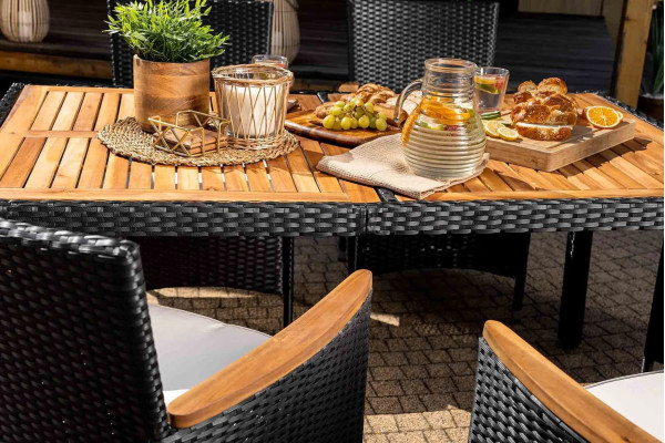 Комплект садових меблів Di Volio VERONA 6+1 Чорний/кремовий-6