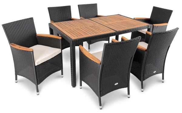 Комплект садових меблів Di Volio VERONA 6+1 Чорний/кремовий-12