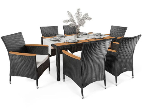 Комплект садових меблів Di Volio VERONA 6+1 Чорний/кремовий-8