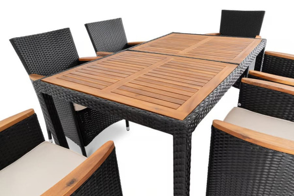 Комплект садових меблів Di Volio VERONA 6+1 Чорний/кремовий-11