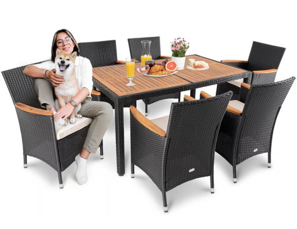 Комплект садових меблів Di Volio VERONA 6+1 Чорний/кремовий-9