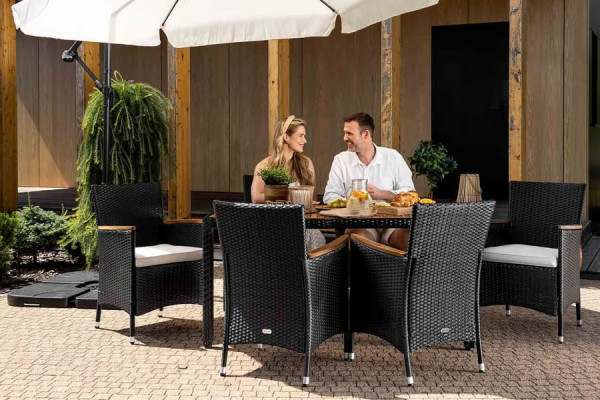 Комплект садових меблів Di Volio VERONA 6+1 Чорний/кремовий-4