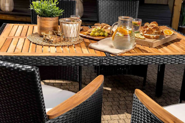 Комплект садових меблів Di Volio VERONA 6+1 Чорний/кремовий-6