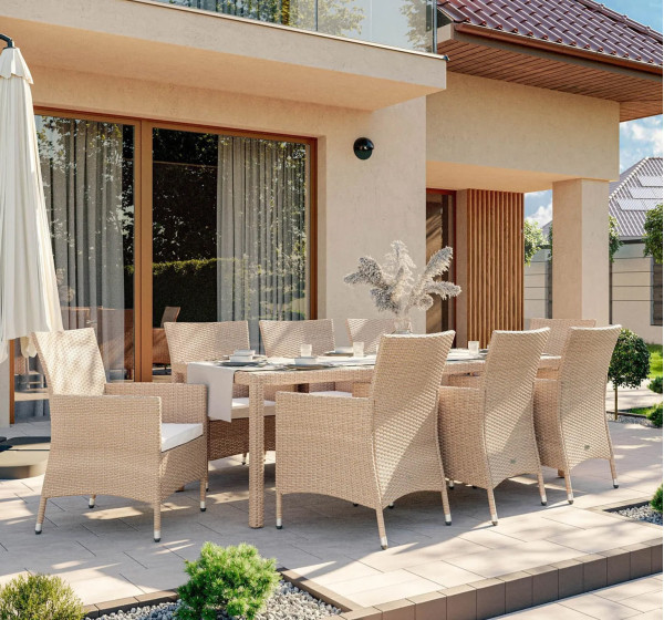 Комплект садових меблів Di Volio VERONA 8+1 Бежевий-0