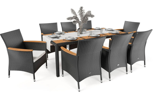 Комплект садових меблів Di Volio VERONA 8+1 Чорний/кремовий-11