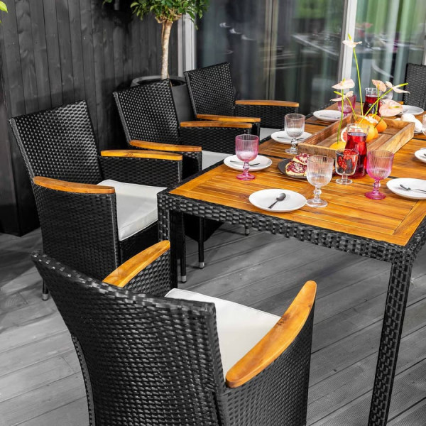 Комплект садових меблів Di Volio VERONA 8+1 Чорний/кремовий-8