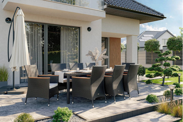 Комплект садових меблів Di Volio VERONA 8+1 Чорний/кремовий-1