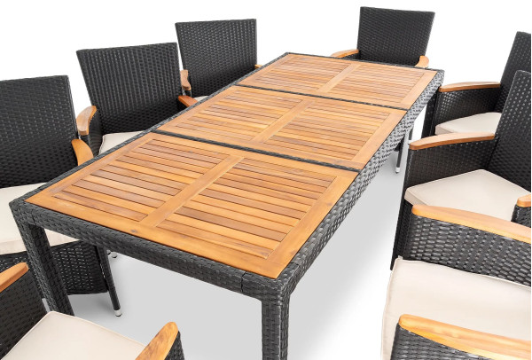 Комплект садових меблів Di Volio VERONA 8+1 Чорний/кремовий-15