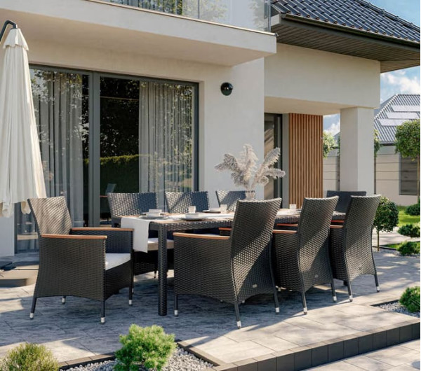 Комплект садових меблів Di Volio VERONA 8+1 Чорний/кремовий-0