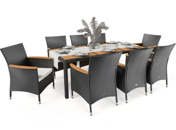 Комплект садових меблів Di Volio VERONA 8+1 Чорний/кремовий-2