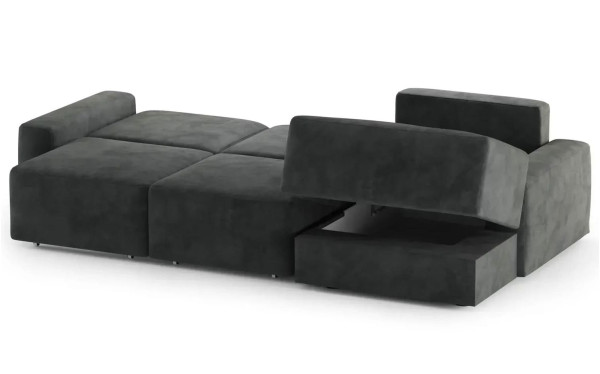 Раскладной диван угловой 3-местный Sunset Серый (Teddy 20)-4