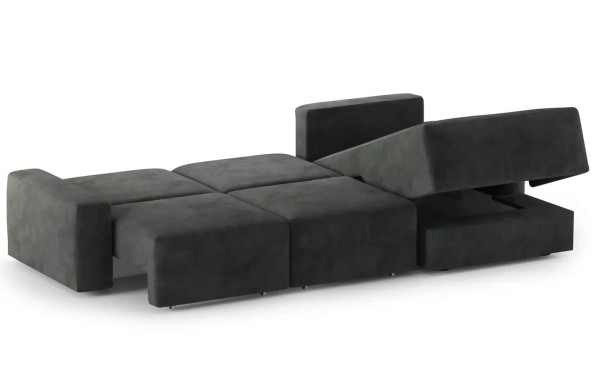 Раскладной диван угловой 3-местный Sunset Серый (Teddy 20)-3