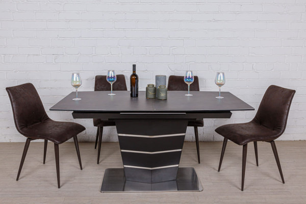 Розкладний обідній стіл Nicolas BALTIMORE Коричневий кераміка-5