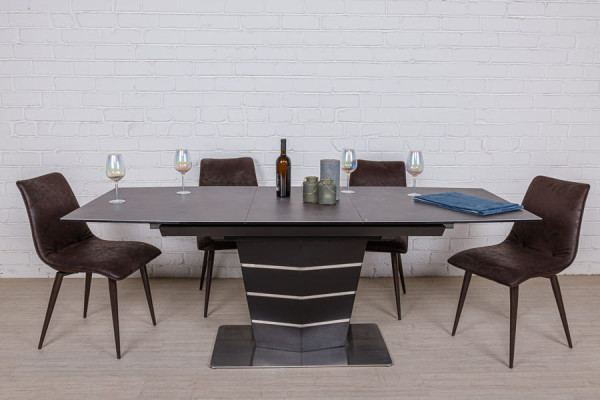 Розкладний обідній стіл Nicolas BALTIMORE Коричневий кераміка-8