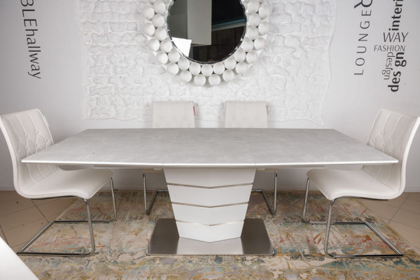 Раскладной обеденный стол Nicolas BALTIMORE Серо-белый керамика-8