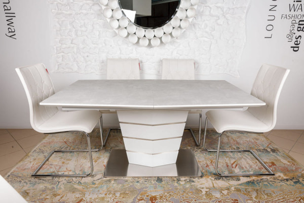 Раскладной обеденный стол Nicolas BALTIMORE Серо-белый керамика-10