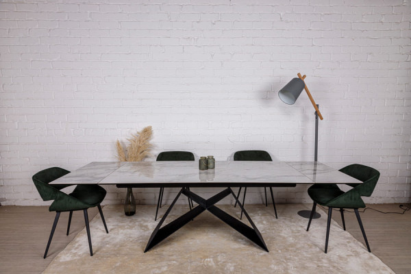 Раскладной обеденный стол Nicolas ALMA 180 Черно-белый керамика-1