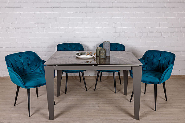 Раскладной обеденный стол Nicolas ALTA Темно-серый глянец керамика-1