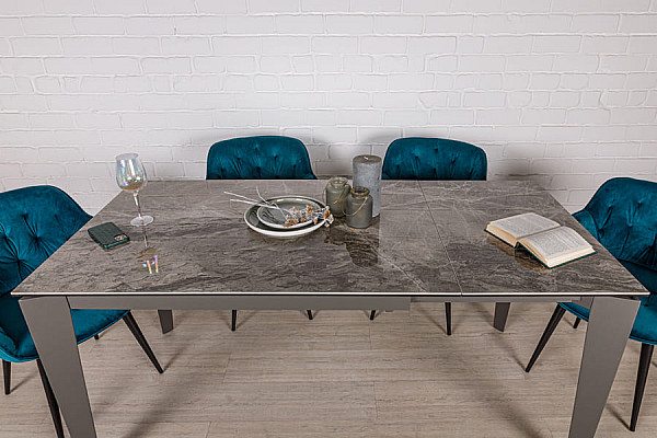 Раскладной обеденный стол Nicolas ALTA Темно-серый глянец керамика-7