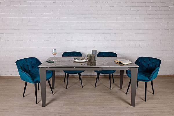 Раскладной обеденный стол Nicolas ALTA Темно-серый глянец керамика-9