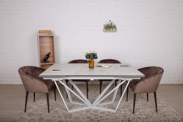 Раскладной обеденный стол Nicolas NOTTINGHAM Белый керамика-9