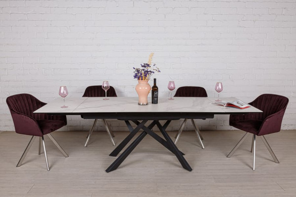 Розкладний обідній стіл Nicolas OSHAWA Білий кераміка-4