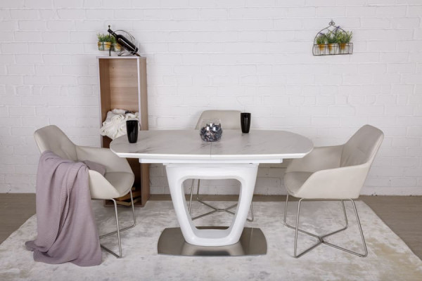 Розкладний обідній стіл Nicolas OTTAWA Білий кераміка-8