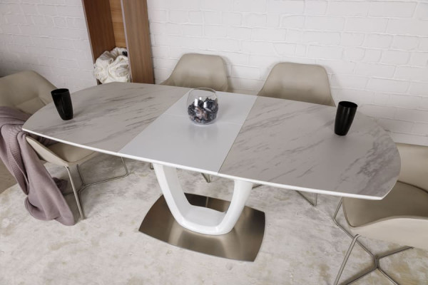 Розкладний обідній стіл Nicolas OTTAWA Білий кераміка-16