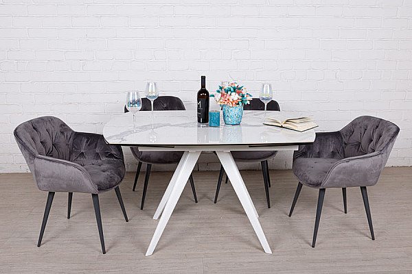 Раскладной обеденный стол Nicolas COVENTRY Белый керамика Раскладной обеденный стол Nicolas COVENTRY Белый керамика-5