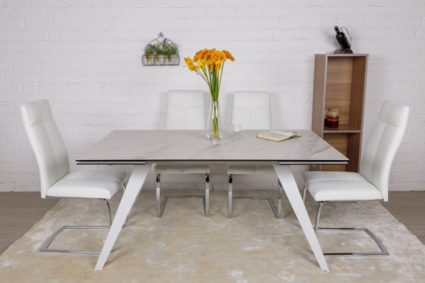 Розкладний обідній стіл Nicolas MOSS Білий кераміка-7