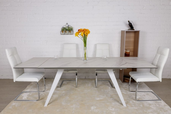 Розкладний обідній стіл Nicolas MOSS Білий кераміка-8