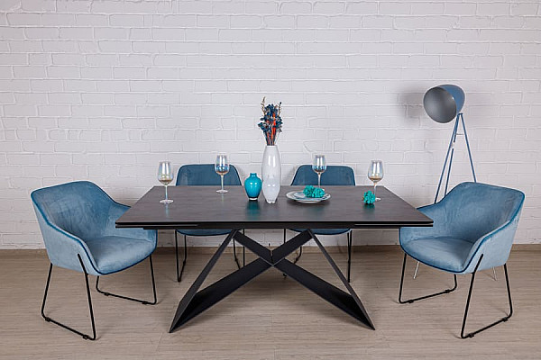 Раскладной обеденный стол Nicolas ALMA 160 Коричневый керамика-0