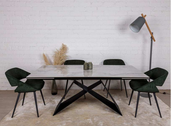 Раскладной обеденный стол Nicolas ALMA 180 Черно-белый керамика-0