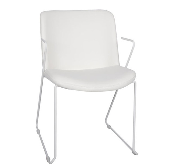 Стілець із підлокітниками Nicolas CORSICA Білий екошкіра-0