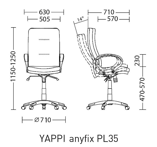 Офісне крісло для керівника Nowy Styl YAPPI Anyfix PL35 SORO93 PL16 Велюр/тканина Офісне крісло для керівника Nowy Styl YAPPI Anyfix PL35 SORO93 PL16 Велюр/тканина-3