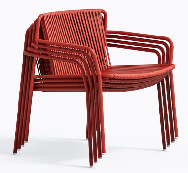 Кресло уличное Pedrali Tribeca Lounge 3669/RO400E Красный-4