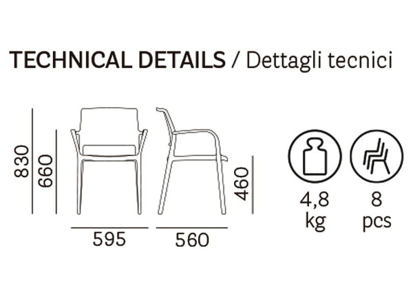 Пластиковый стул Pedrali Ara 315/GC Серый-12