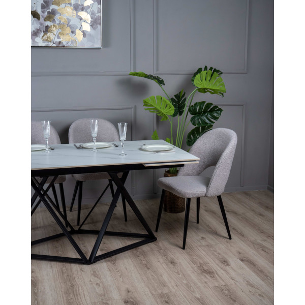 Керамический стол раскладной обеденный Prestol Мистери Белый-черный-3