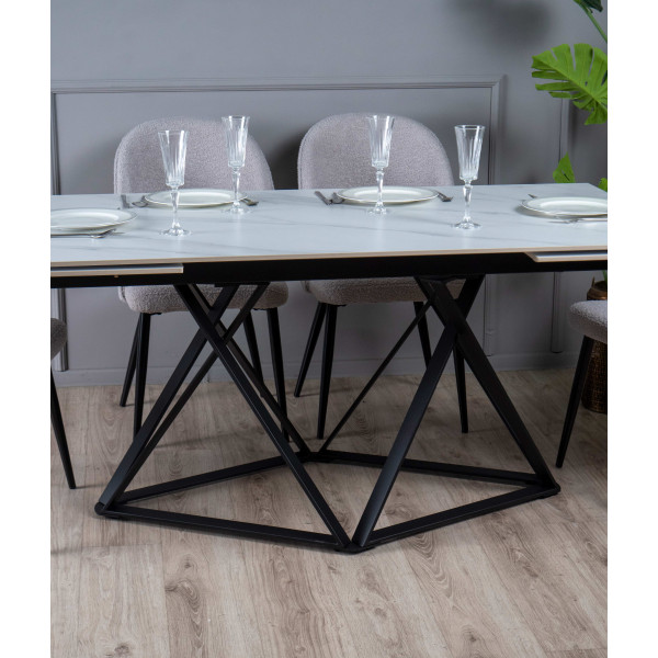 Керамический стол раскладной обеденный Prestol Мистери Белый-черный-4