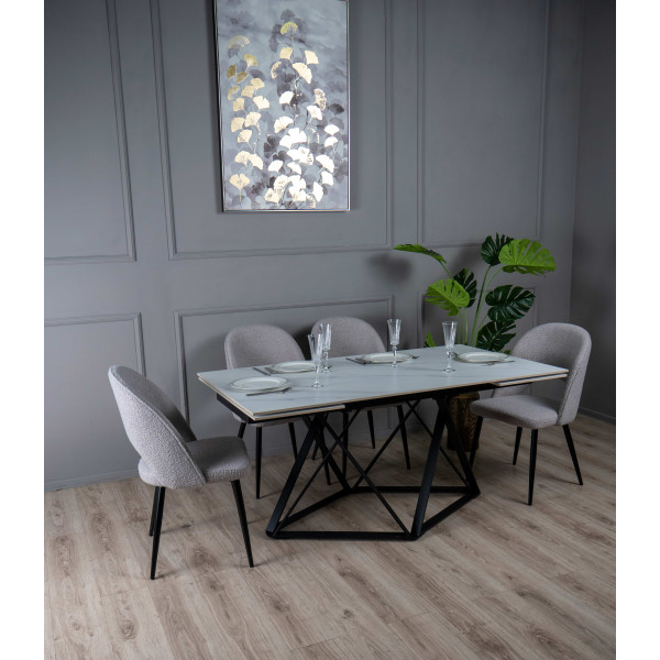 Керамический стол раскладной обеденный Prestol Мистери Белый-черный-5