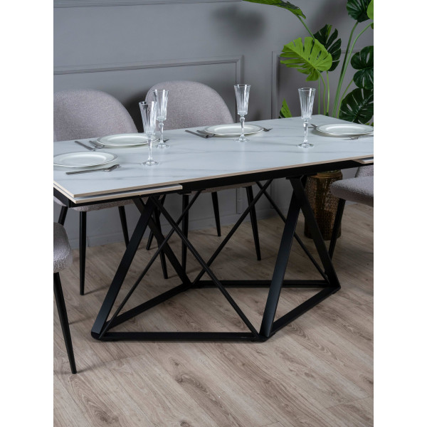 Керамический стол раскладной обеденный Prestol Мистери Белый-черный-6