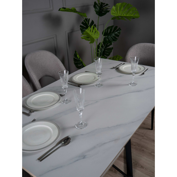 Керамический стол раскладной обеденный Prestol Мистери Белый-черный-8