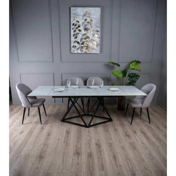 Керамический стол раскладной обеденный Prestol Мистери Белый-черный-9