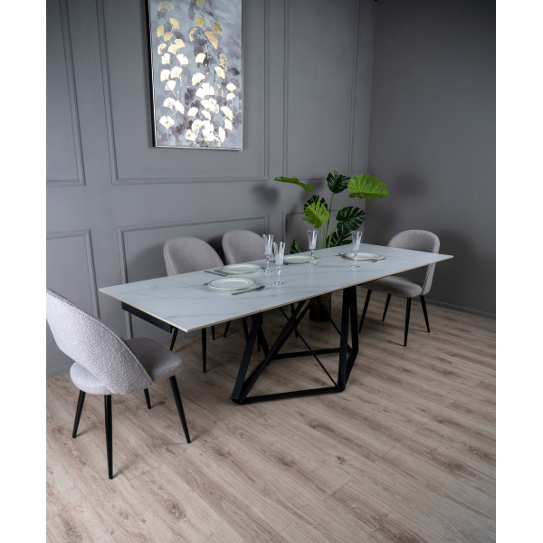 Керамический стол раскладной обеденный Prestol Мистери Белый-черный-10