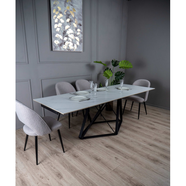 Керамический стол раскладной обеденный Prestol Мистери Белый-черный-11