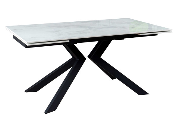 Керамический стол раскладной обеденный Prestol Монако Белый глянец-черный-7