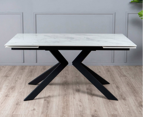 Керамический стол раскладной обеденный Prestol Монако Белый глянец-черный-0