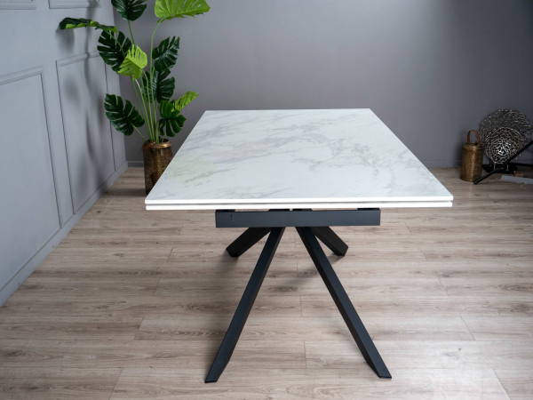 Керамический стол раскладной обеденный Prestol Монако Белый глянец-черный-3