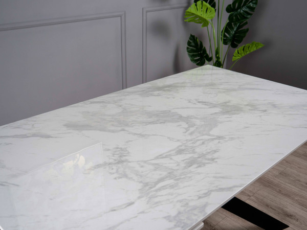 Керамический стол раскладной обеденный Prestol Монако Белый глянец-черный-9