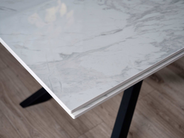 Керамический стол раскладной обеденный Prestol Монако Белый глянец-черный-10